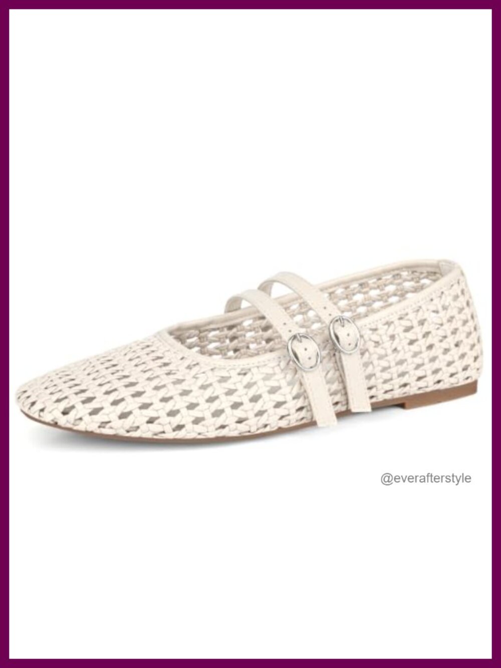 Faux Leather Woven Mary Jane Flats Square Toe Ballet Shoes
